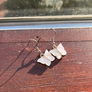 White butterfly earrings